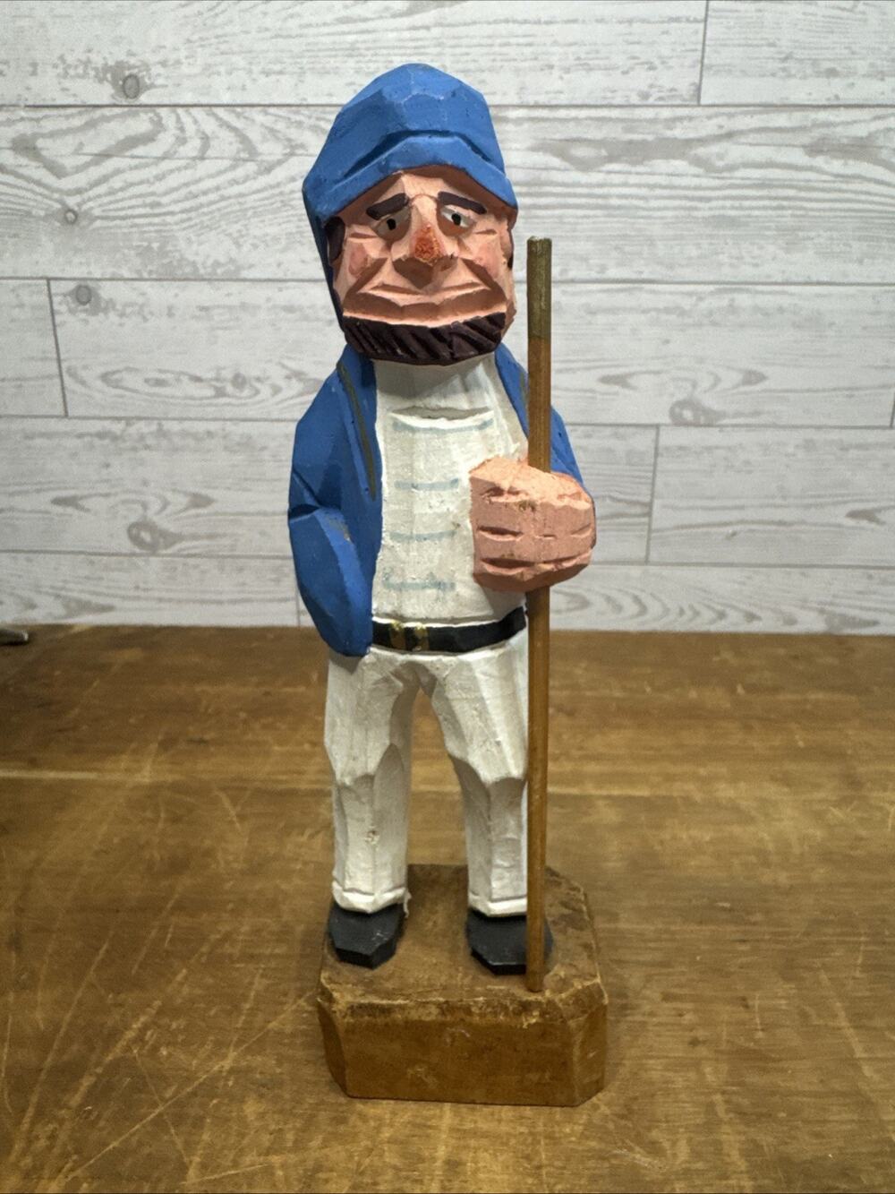Vintage Hand Carved Wooden Sailor Nautical Decor Retro 80's 8"